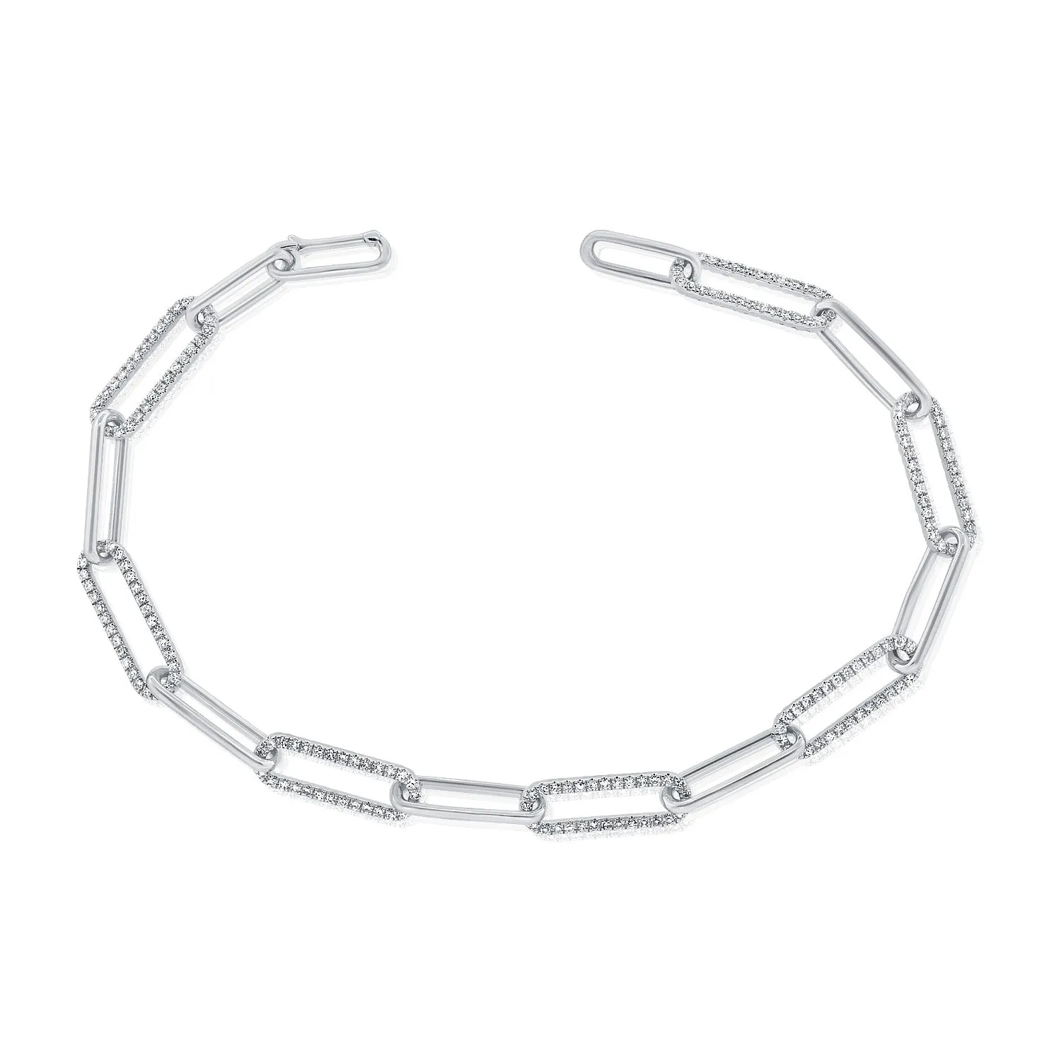 14k Gold & Diamond Paperclip Link Bracelet - 1.18ct