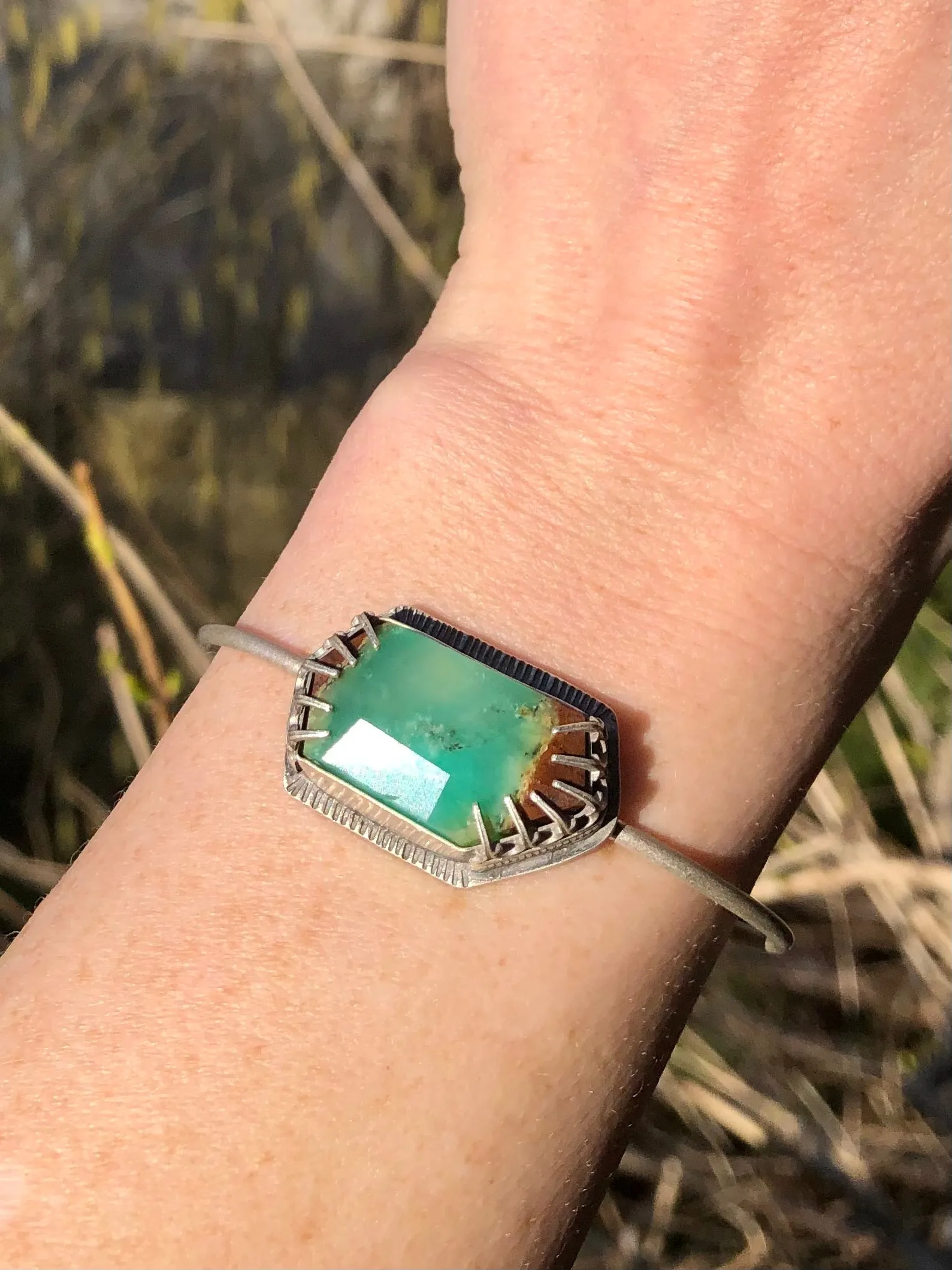 Boulder Chrysoprase Cuff Bracelet