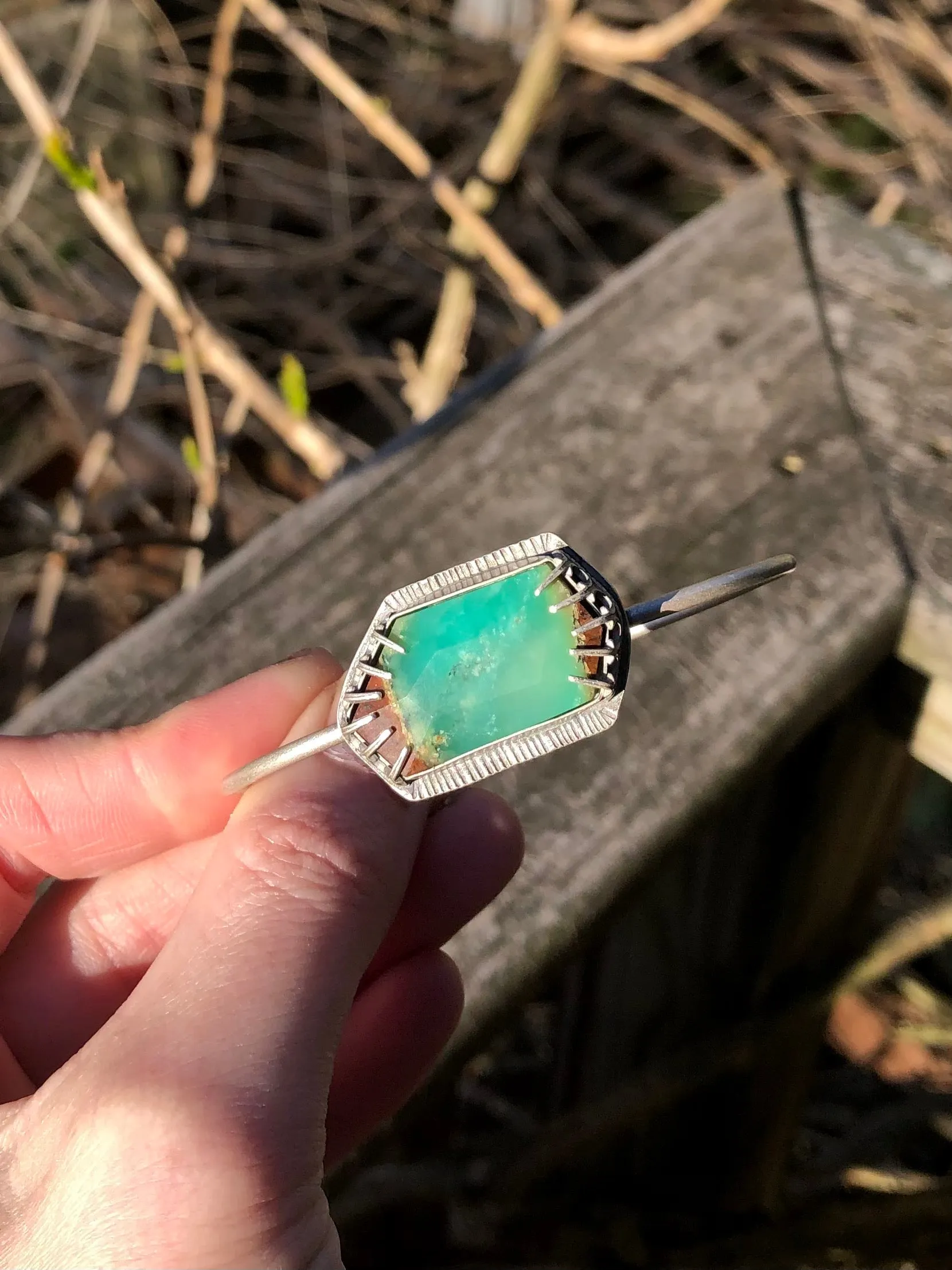 Boulder Chrysoprase Cuff Bracelet