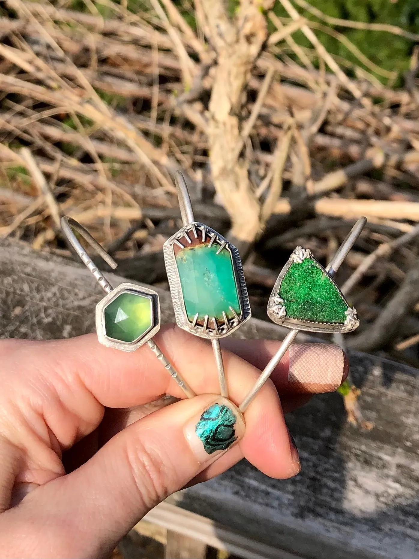 Boulder Chrysoprase Cuff Bracelet