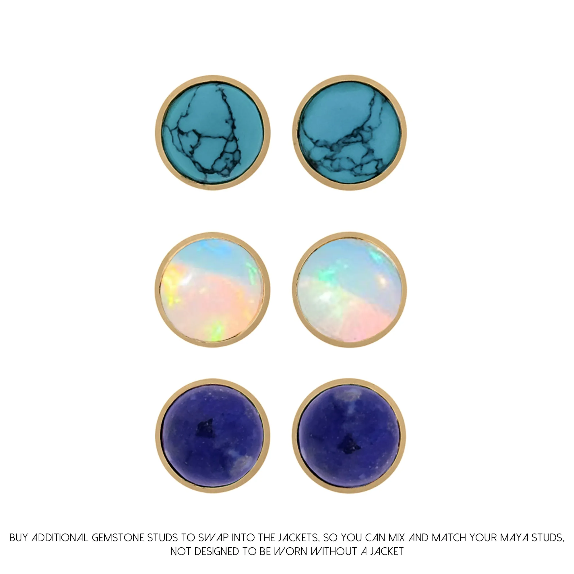Maya Stud Earrings - Gold Turquoise