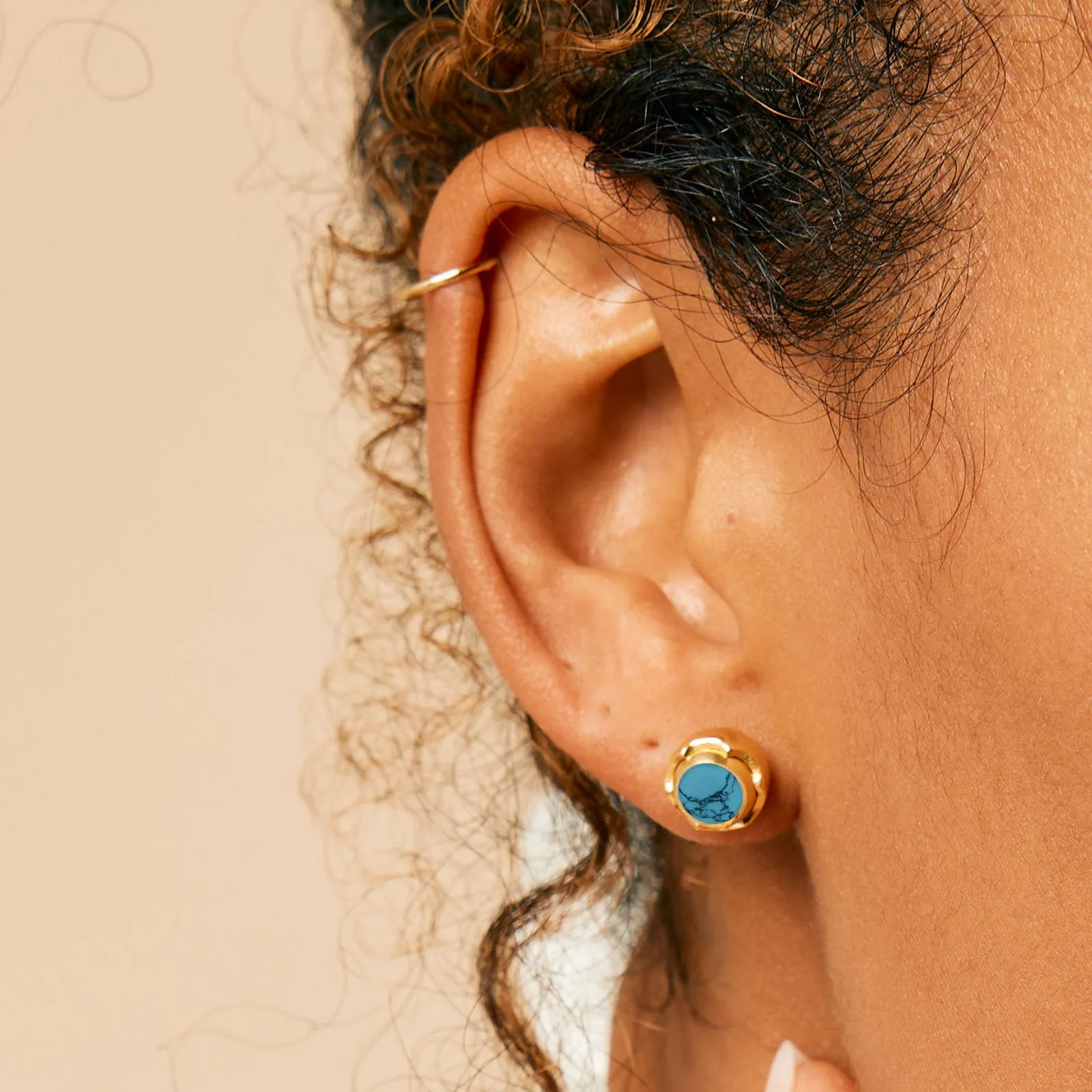 Maya Stud Earrings - Gold Turquoise
