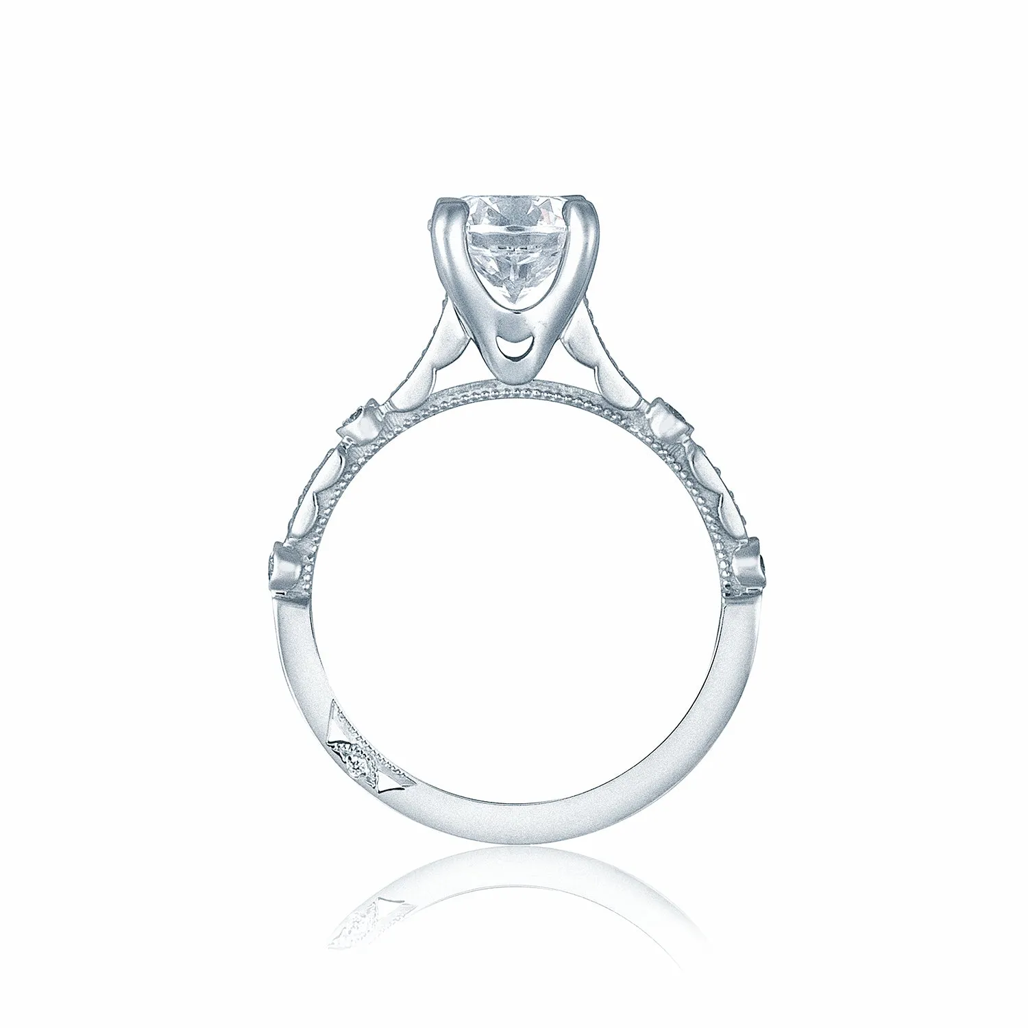 Sculpted Crescent Round Engagement Ring