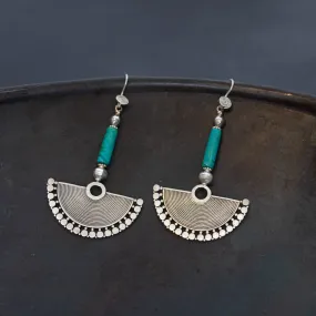 Silver and Gemstone Fan Earrings